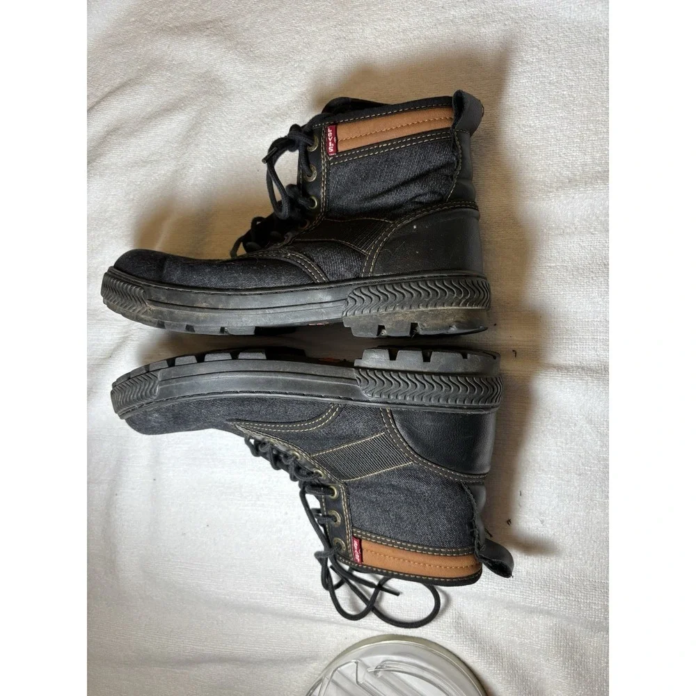 Levi Strauss Denim/Leather/Suede Boots Men's Size 8.5‎ Blue/Black/Brown (spots)